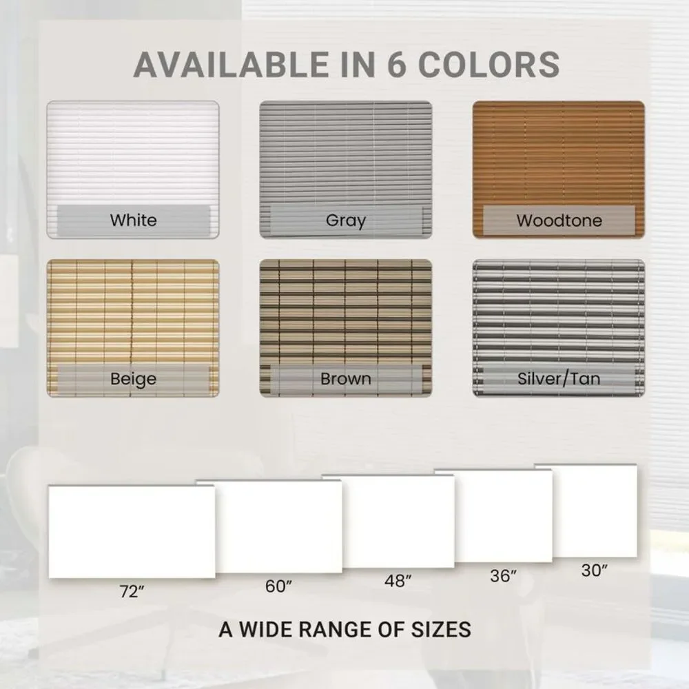 PowerSellerUSA Oval Cordless Blinds, Roll-Up Roller Shades for Windows and